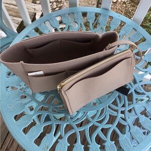 Purse Organizer Insert, Felt Bag Organizer with Metal Zipper